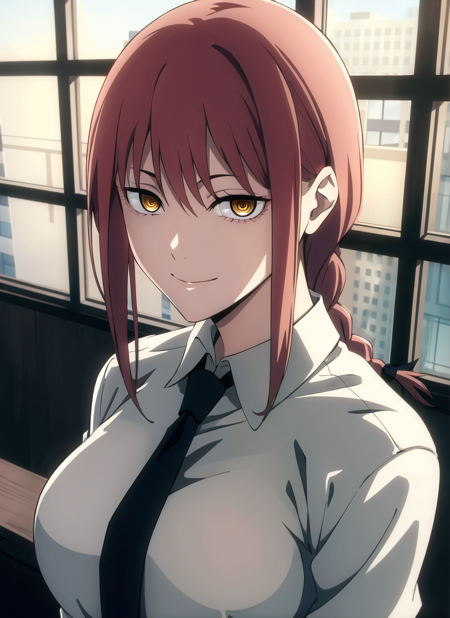 3978521284-3752379596-csm anime style,  makima _(chainsaw man_), 1girl, solo, necktie, smile, braid, looking at viewer, shirt, black necktie, ringed e.png